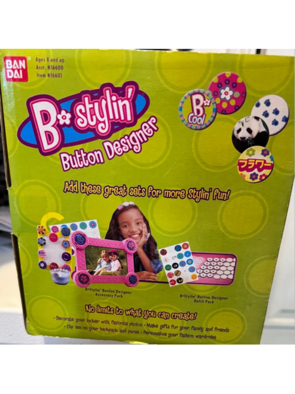NIB VINTAGE BANDAI 2003 B-STYLIN Button & Badge Maker for ages 8 & up